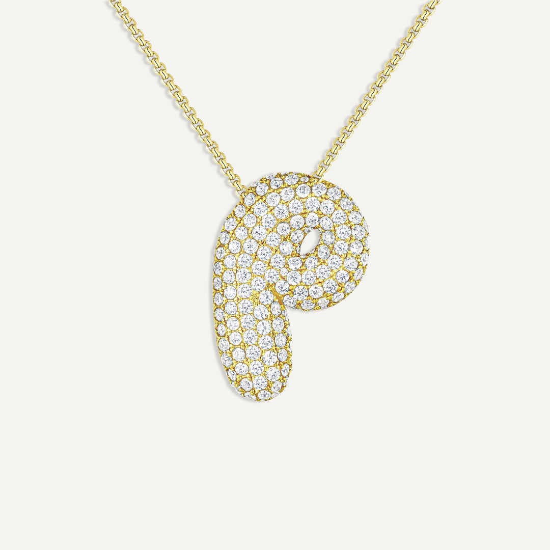 Bubble Diamond Initial Necklace
