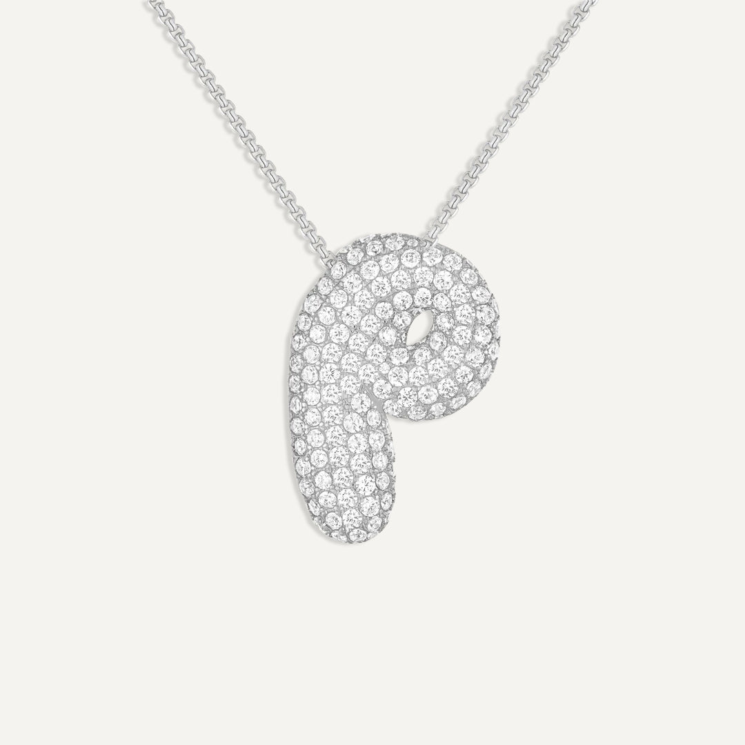 Bubble Diamond Initial Necklace