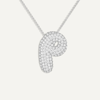 Bubble Diamond Initial Necklace