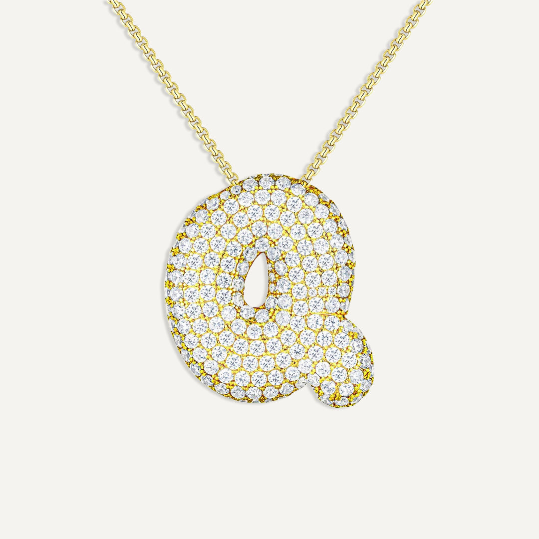 Bubble Diamond Initial Necklace