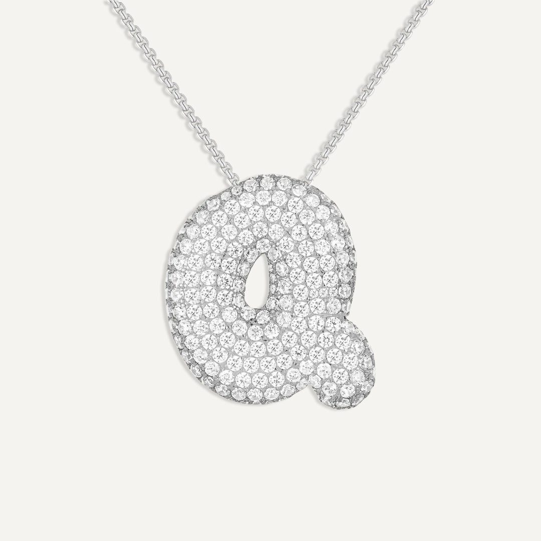 Bubble Diamond Initial Necklace