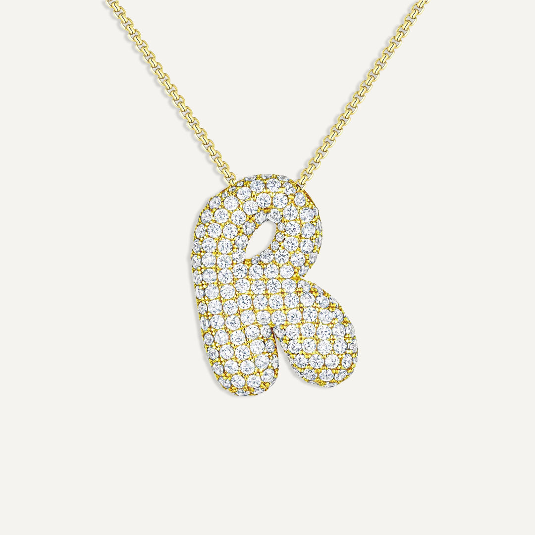 Bubble Diamond Initial Necklace