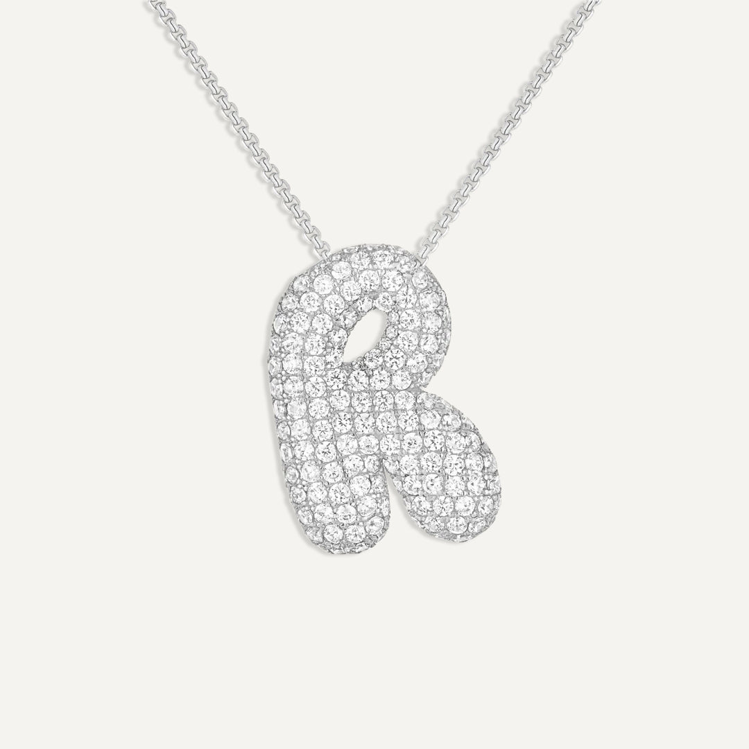 Bubble Diamond Initial Necklace