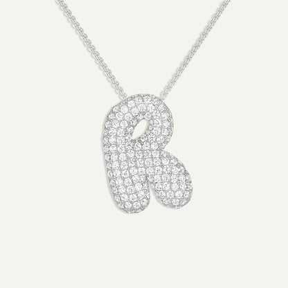 Bubble Diamond Initial Necklace