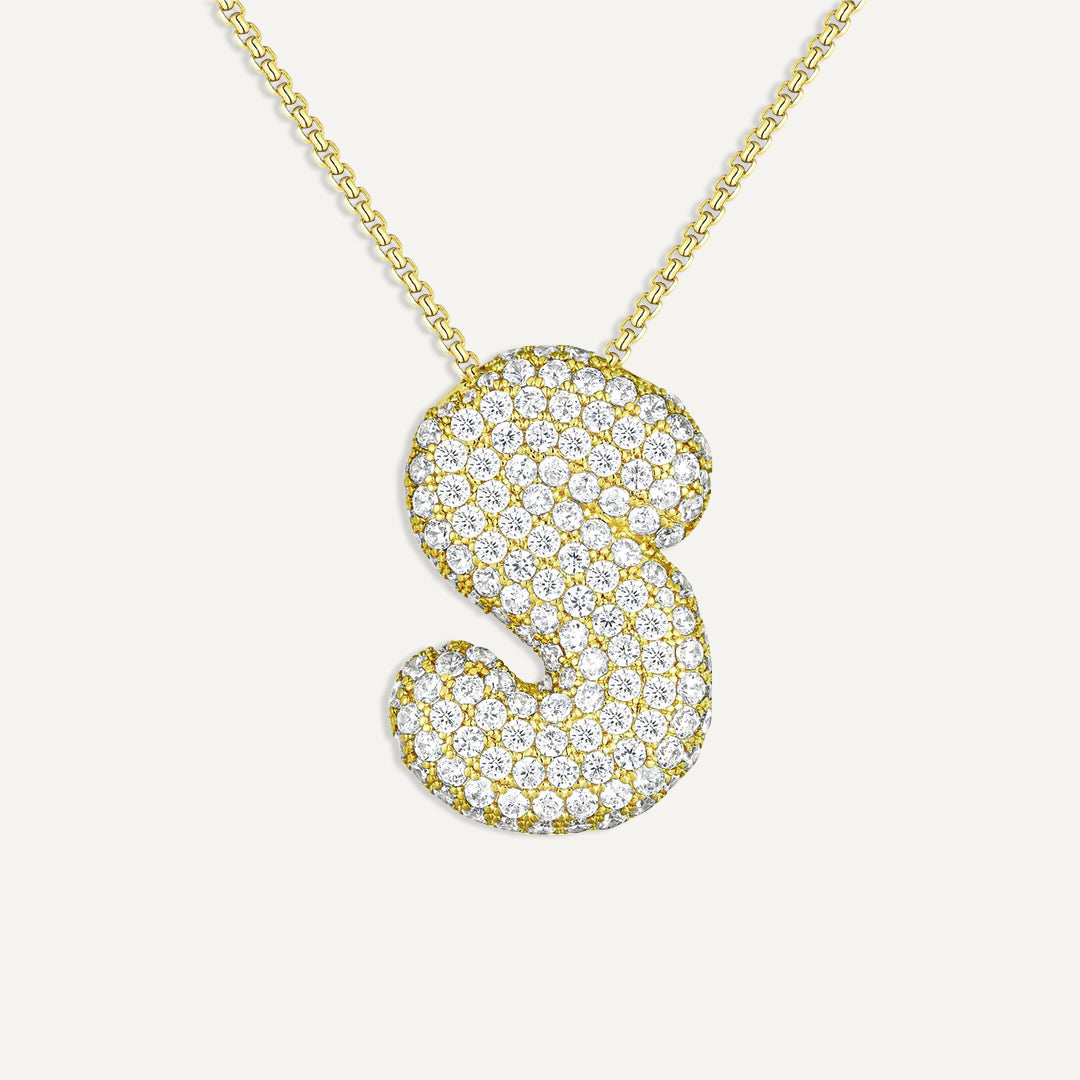 Bubble Diamond Initial Necklace