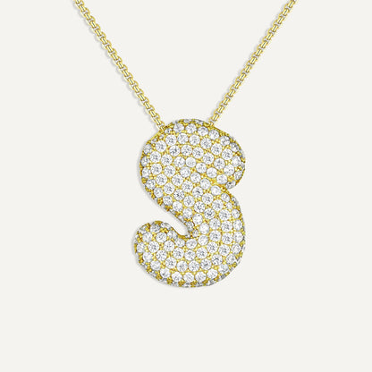 Bubble Diamond Initial Necklace