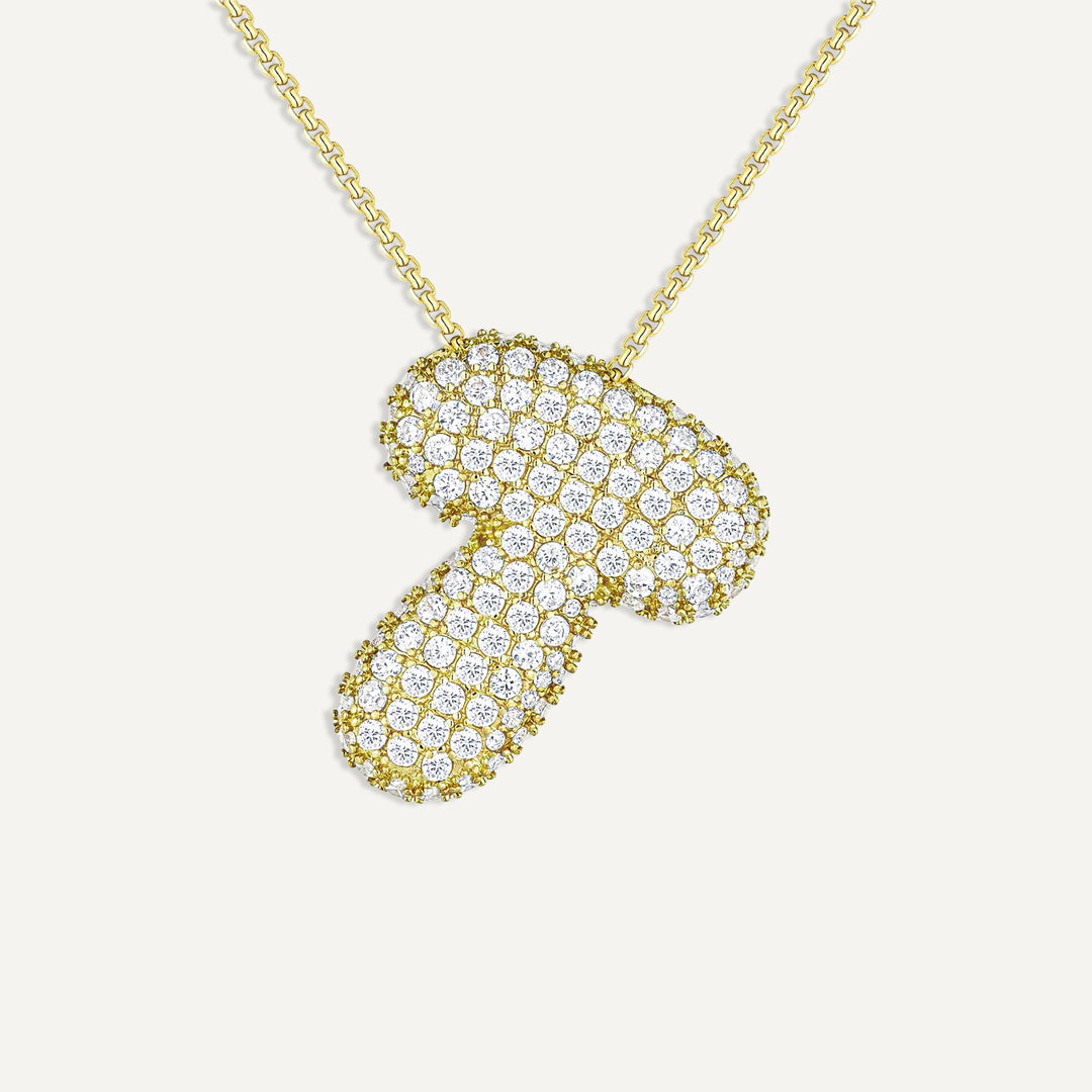 Bubble Diamond Initial Necklace