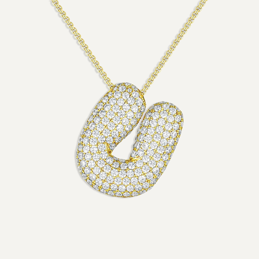 Bubble Diamond Initial Necklace
