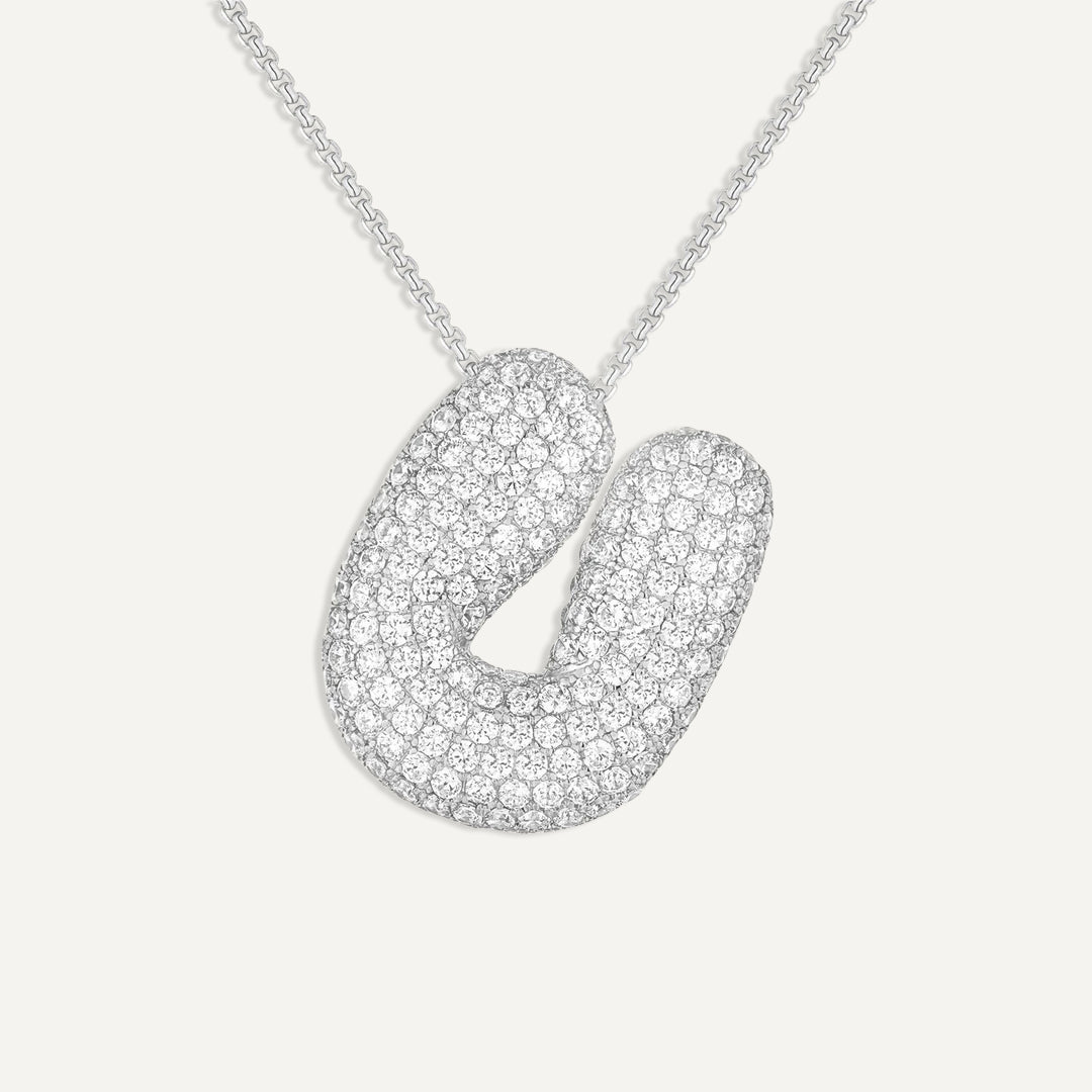 Bubble Diamond Initial Necklace