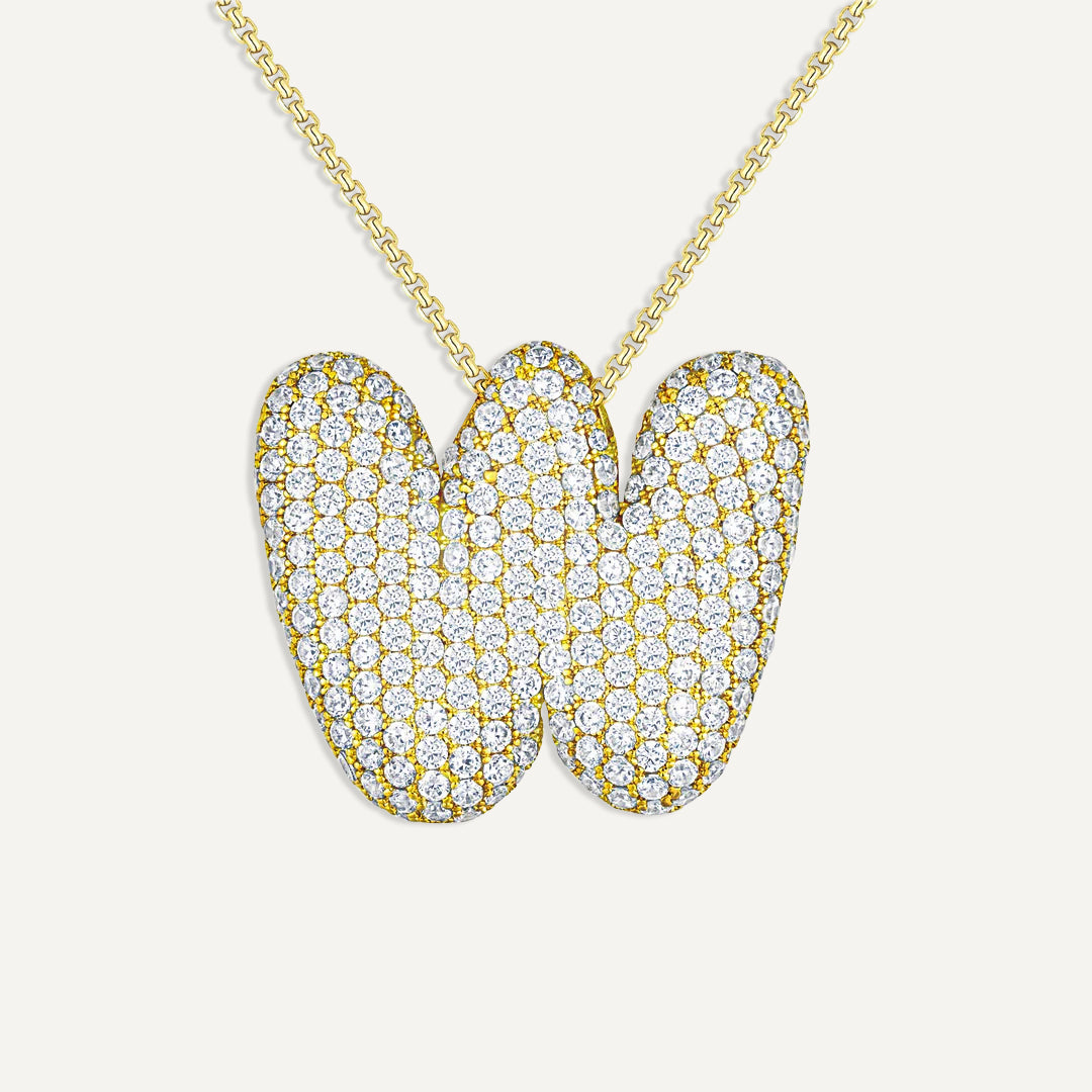 Bubble Diamond Initial Necklace