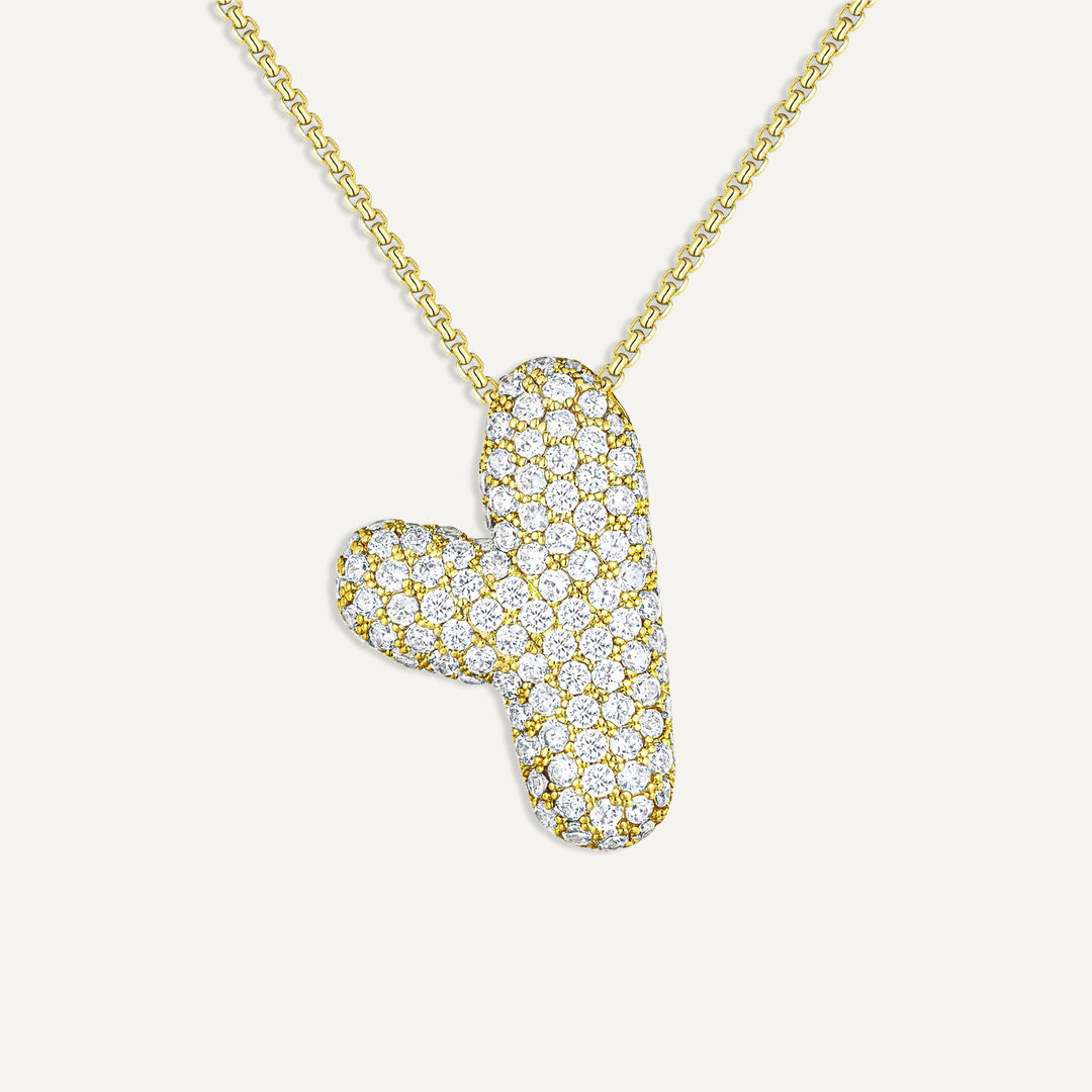 Bubble Diamond Initial Necklace