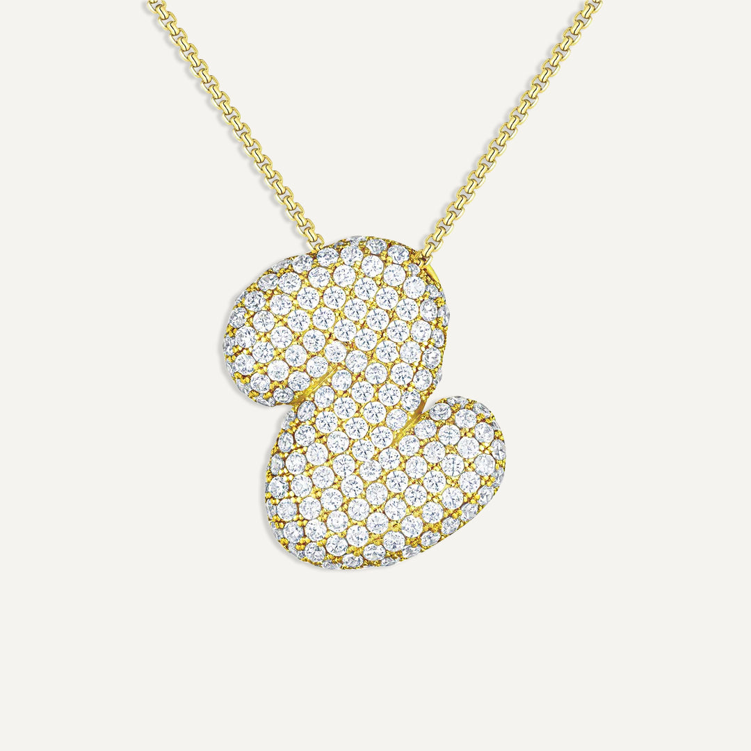 Bubble Diamond Initial Necklace