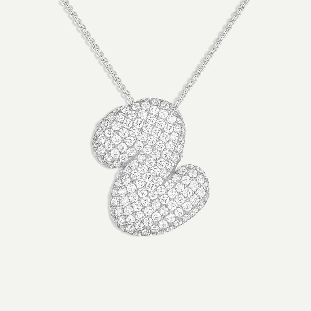 Bubble Diamond Initial Necklace