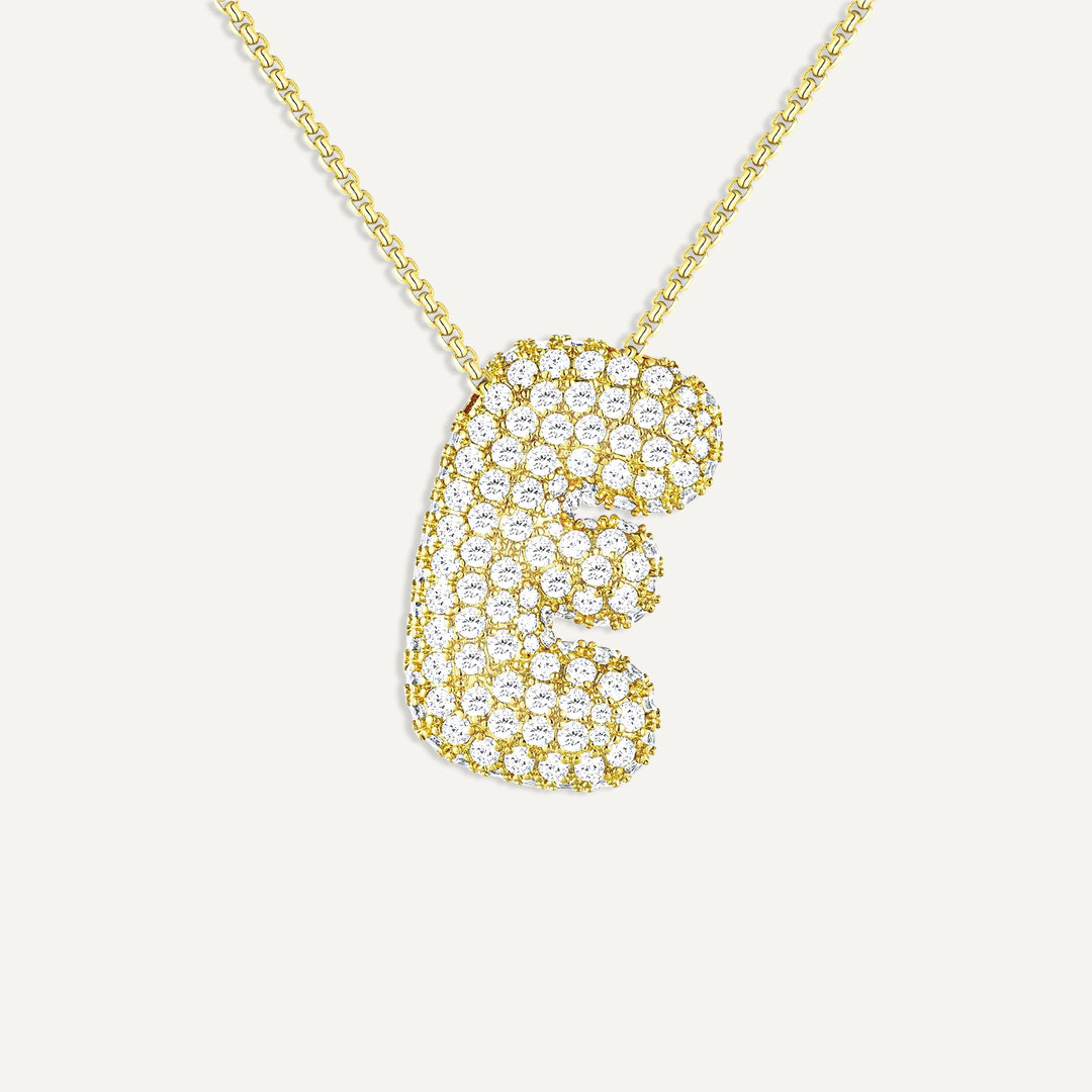 Bubble Diamond Initial Necklace