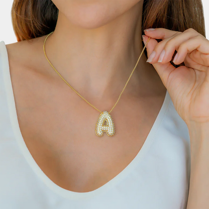 Bubble Diamond Initial Letter Necklace
